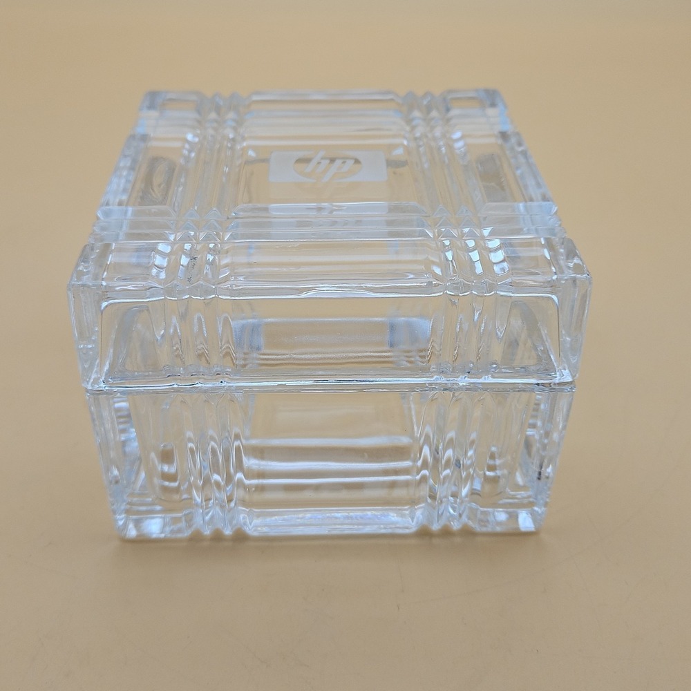 Vintage HP Hewlett Packard Glass Trinket Dish Employee Giveaway Box - Picture 3 of 8